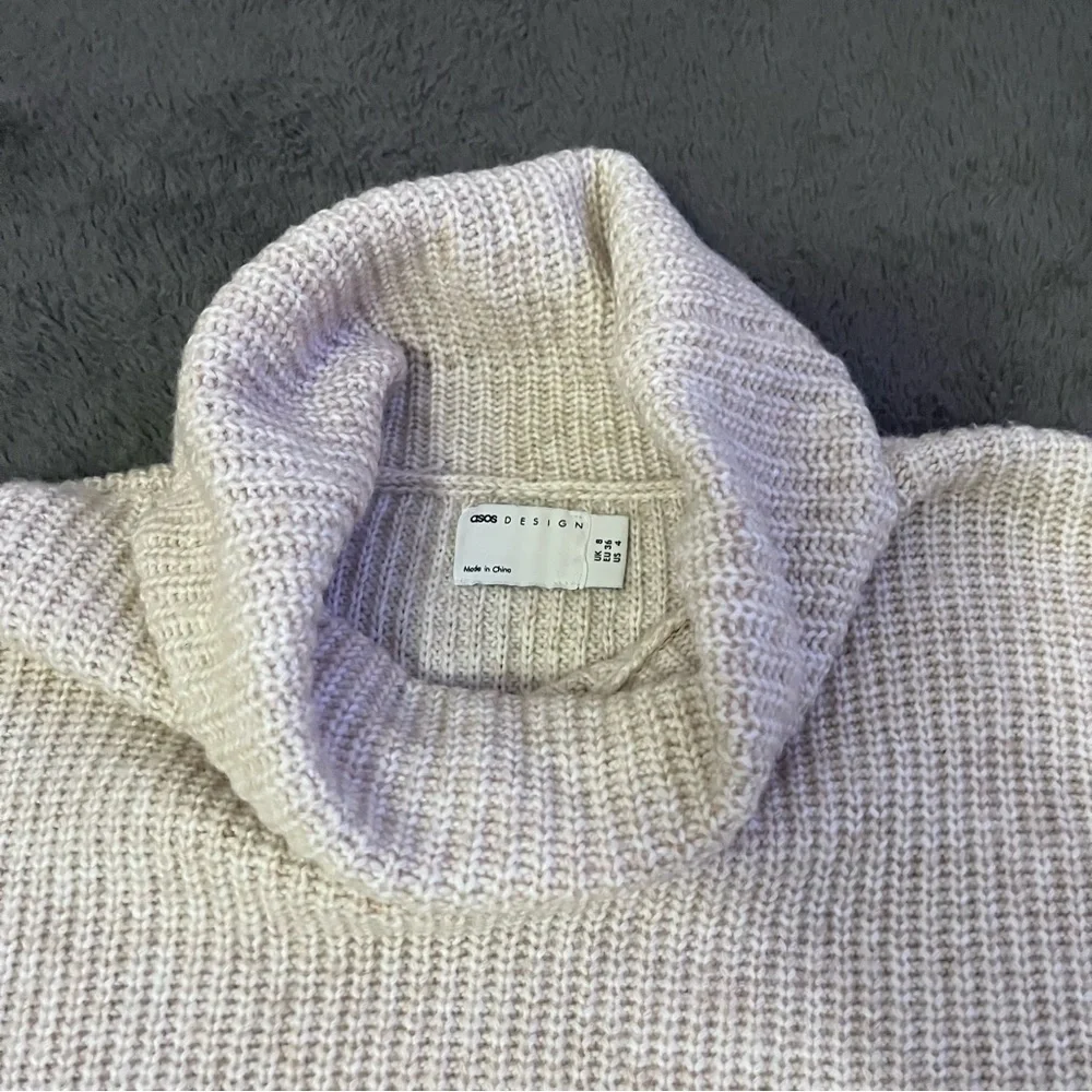 ASOS Design Cream Chunky Knit Turtleneck Sweater Cozy Oversized Small